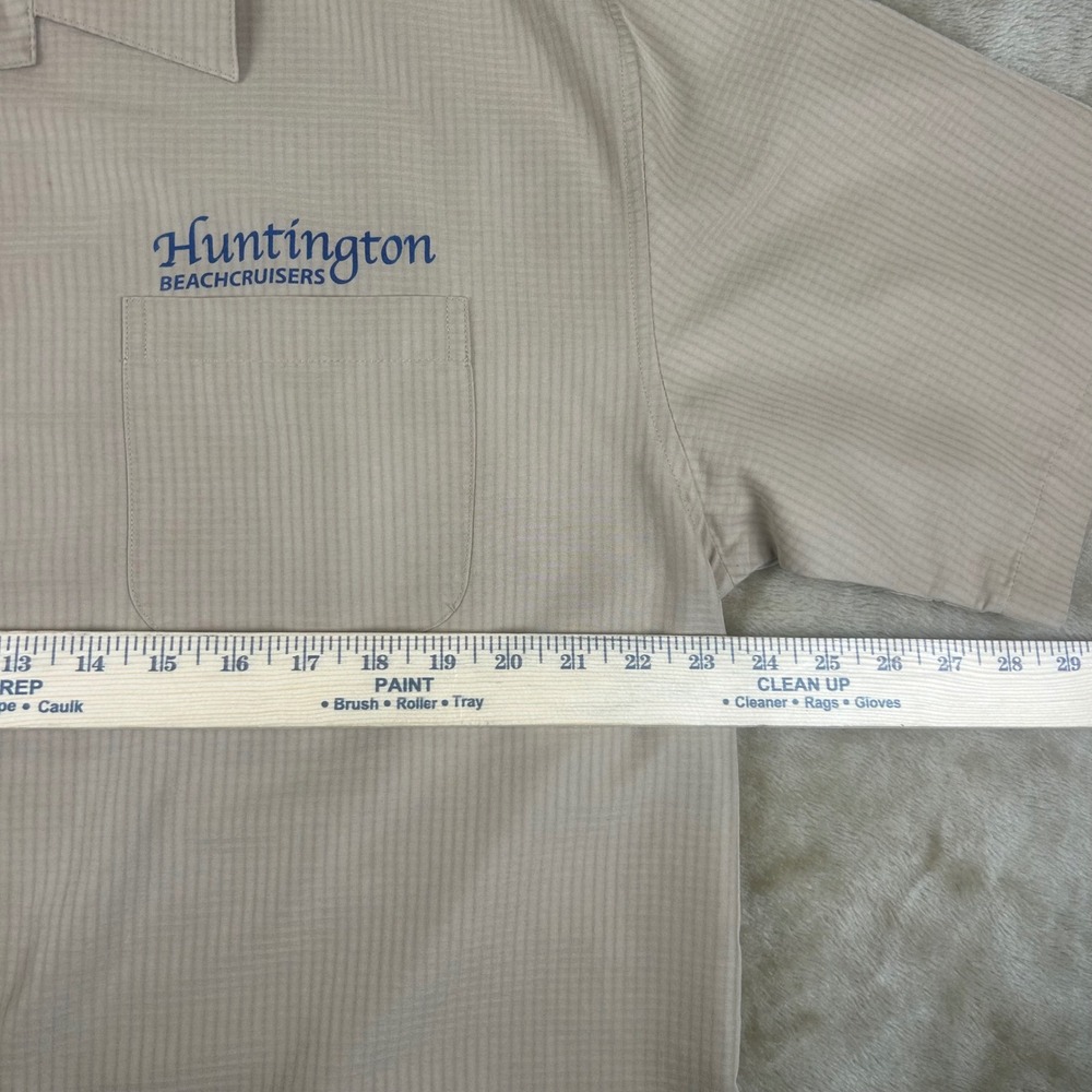 Cubavera Mens Large Tan Rayon Blend Huntington Beachcruisers‎ Graphic Camp Shirt - Picture 6 of 10